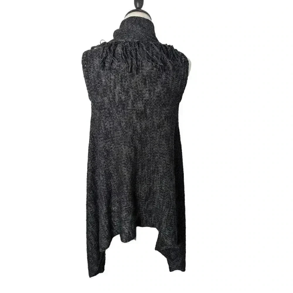 Mossimo Supply Co. Open Front Knit Fringe Vest Cardigan - Charcoal Black - Picture 6 of 8